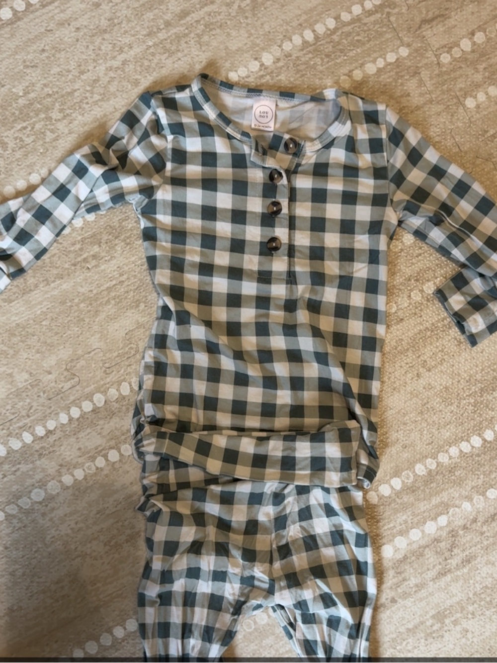Lou Lou & Company Green and White Check Pajama Set